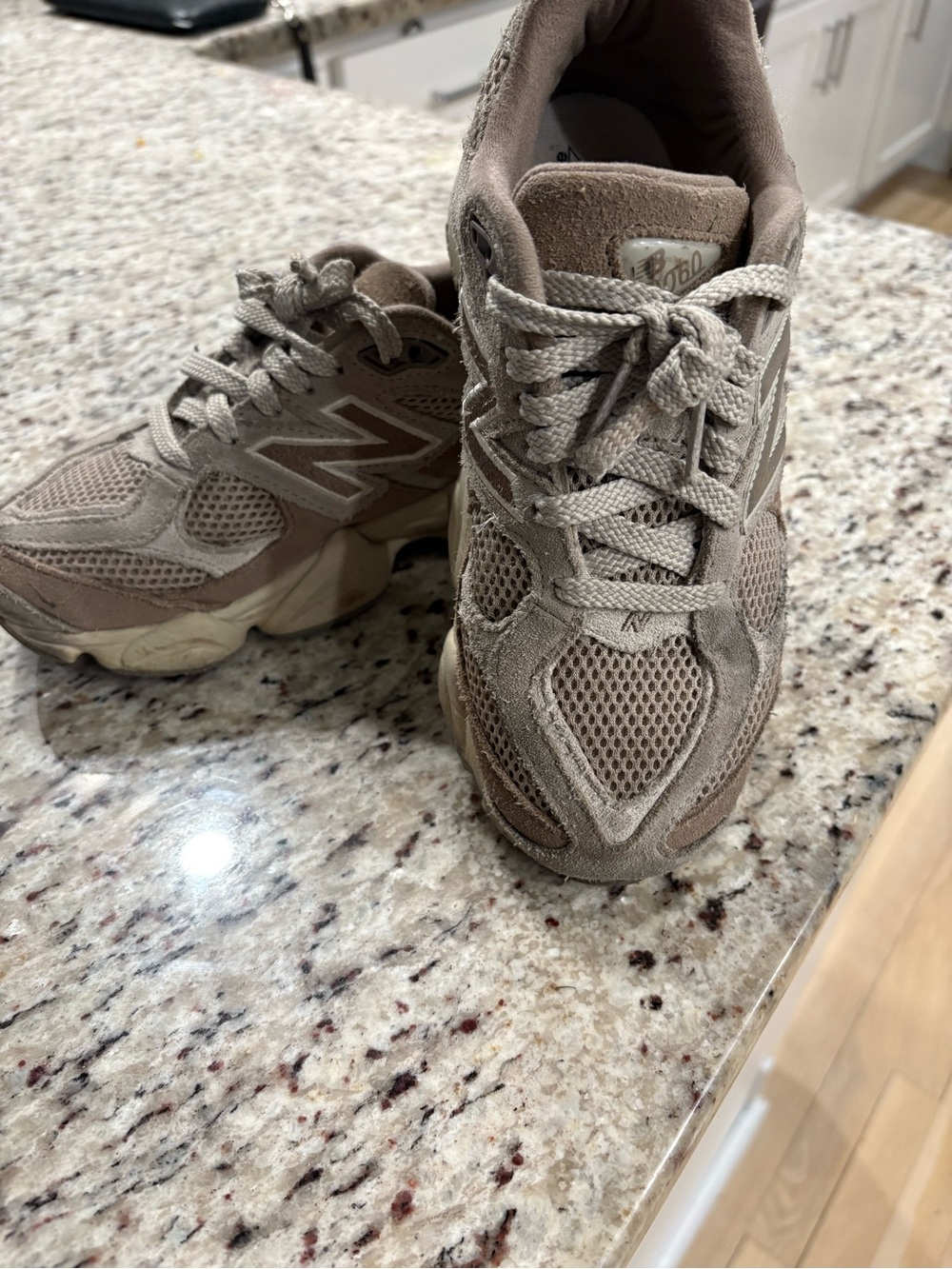 New Balance Kids' Taupe Mesh & Suede Sneakers